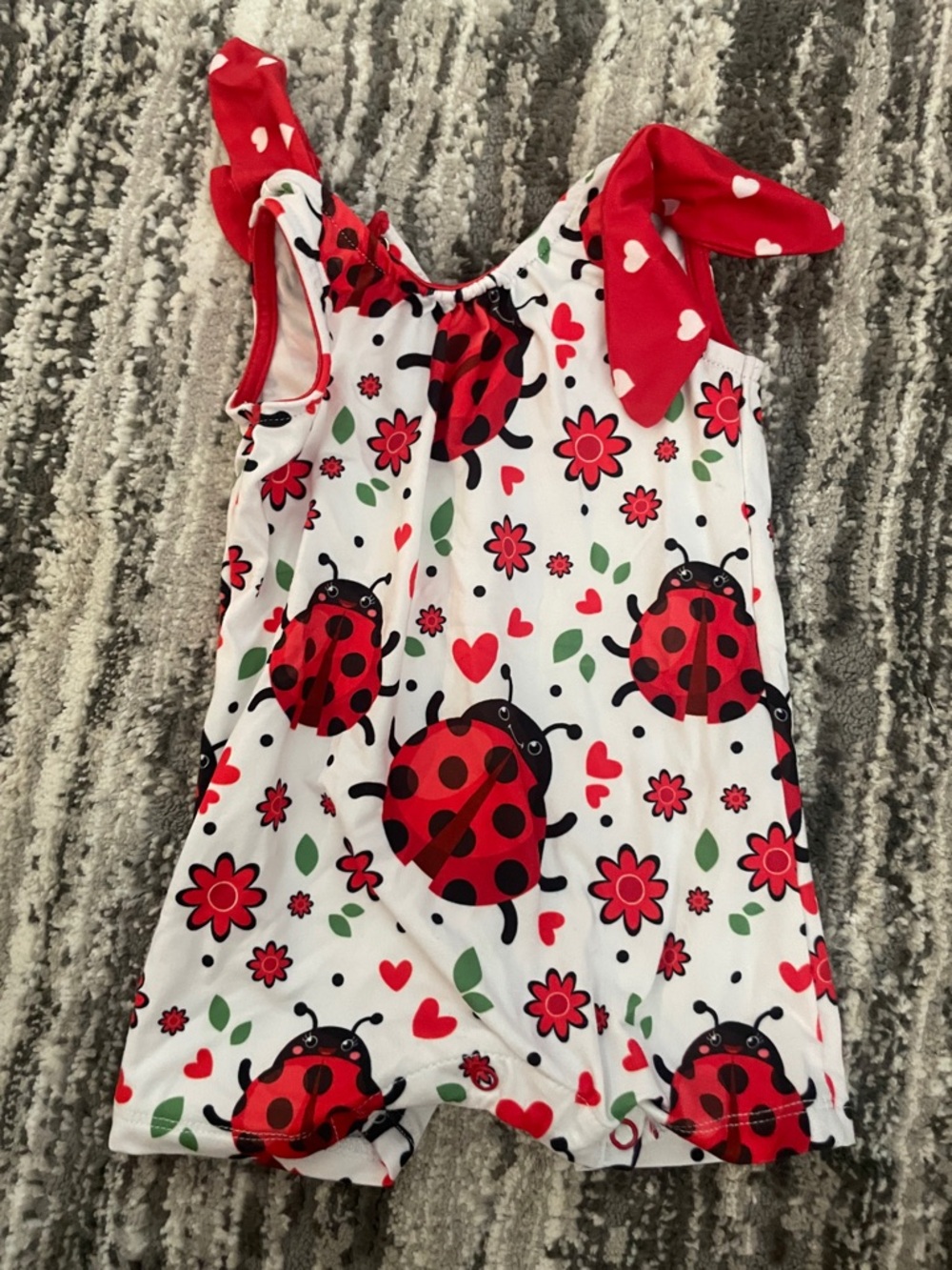 Kids Red Ladybug Print One-Piece Romper